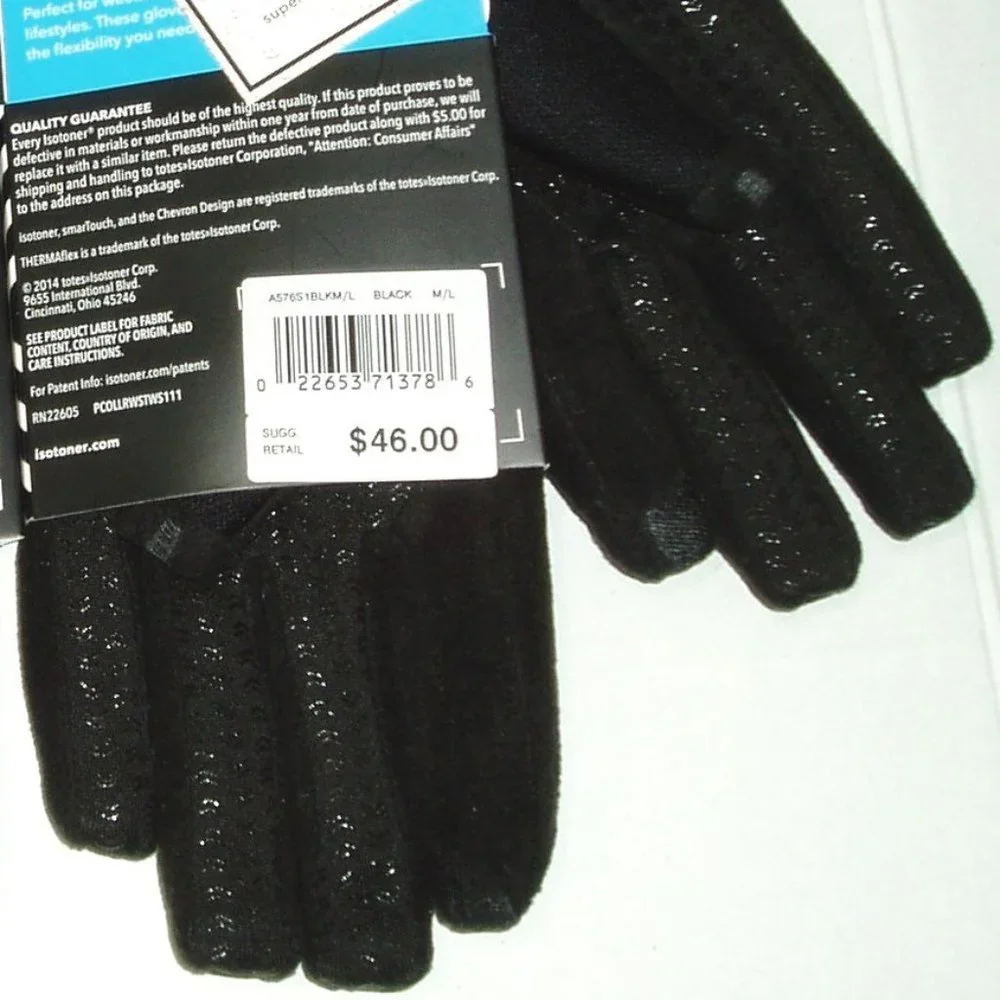 Shinny Black M/L 2 pr Isotoner Gloves Womens - Picture 11 of 12